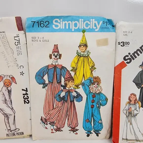 Lot 3 Sewing Patterns Kid Halloween Costumes McCall Simplicity Clown Witch Bunny - Picture 3 of 7
